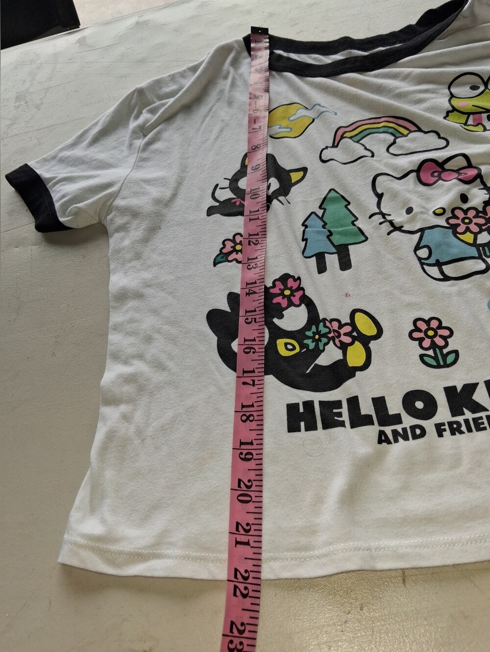 Sanrio Hello Kitty Graphic Ringer Tee in White and Black